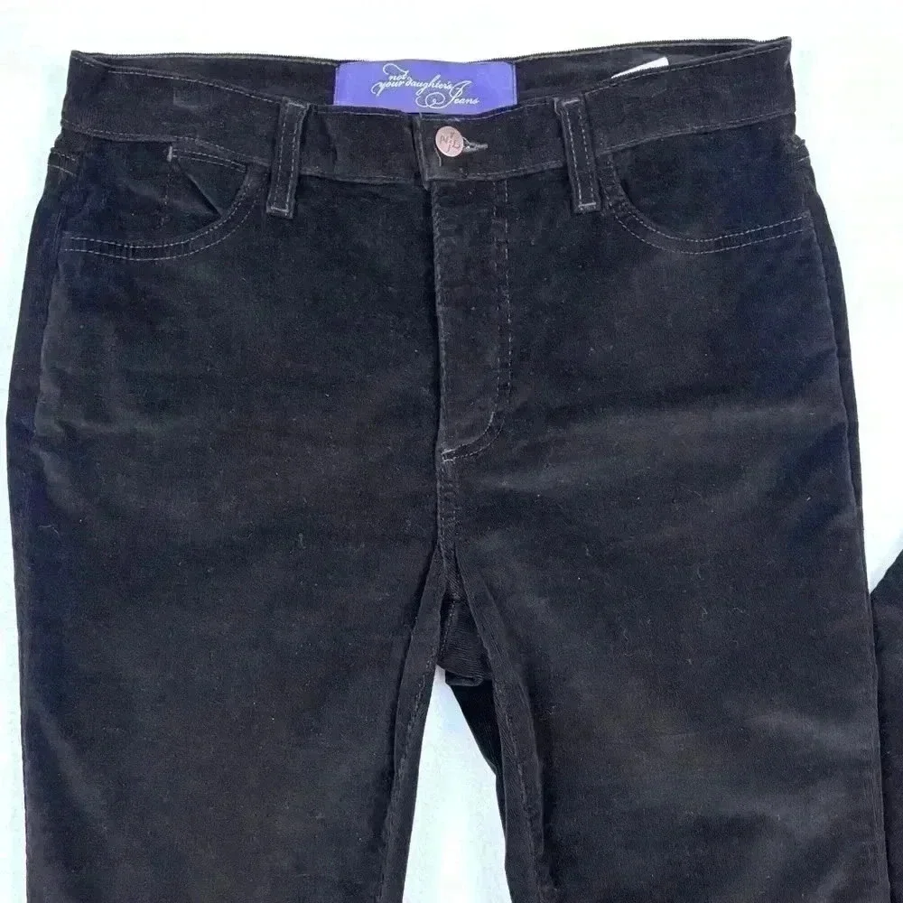 NYDJ Dark Brown “80’s” Corduroy Midrise Stretch Straight Leg Pants Size 10P - Picture 2 of 14